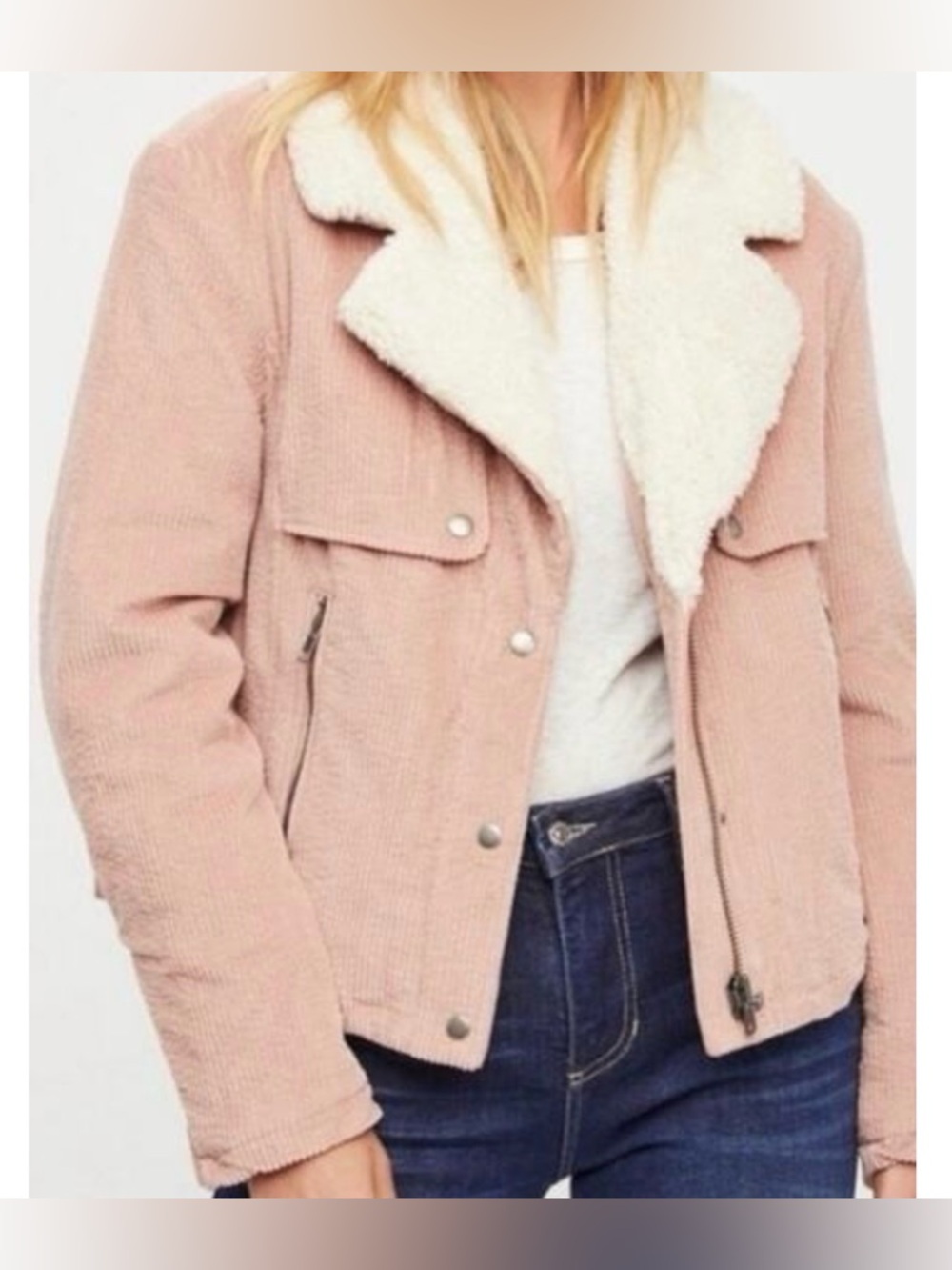 Free people pink corduroy jacket
